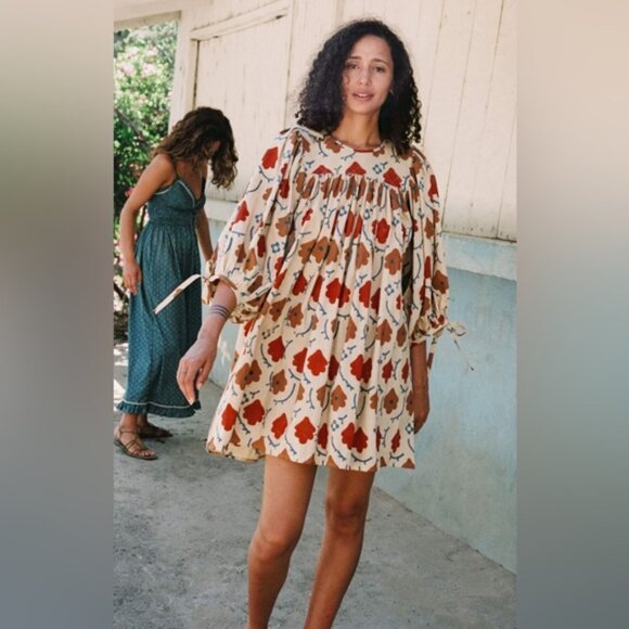 Christy Dawn Regan Dress | Oak Leaf | Size S | Floral Puff Sleeve - Picture 1 of 3